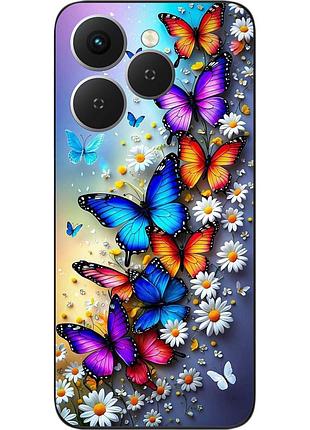 Чохол силіконовий epik для tecno spark 40 (km5n) з принтом метелики з ромашками