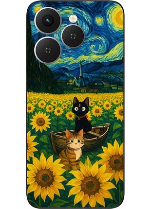 Чохол силіконовий epik для tecno spark 40 (km5n) з зображенням коти під зірковою ніччю