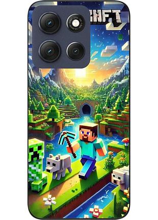 Чехол силиконовый epik для motorola g86 5g с принтом minecraft приключение стива