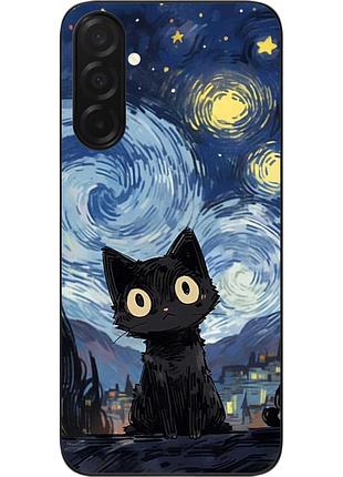 Чехол силиконовый epik для samsung galaxy a57 с изображением чёрный кот под звёздами
