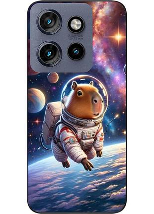Чехол силиконовый epik для motorola edge 60 neo с принтом капибара в космосе
