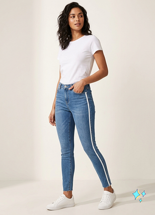 Жіночі джинси new look jenna з білими лампасами, укорочені, uk 10 / eu 38