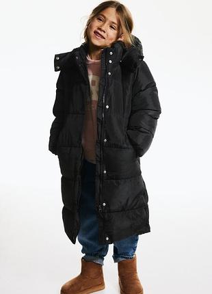 Зимова чорна дута куртка пальто h&m 10-11років