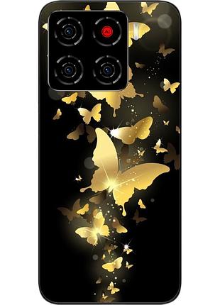 Силіконовий чохол epik для zte blade a56 з принтом золоті метелики