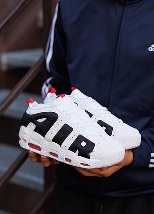 Air more uptempo low white black red 2