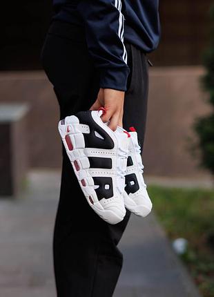 Air more uptempo low white black red 3
