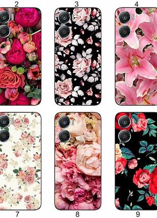 Силиконовый чехол цветы для motorola g06 яркий цветочный принт