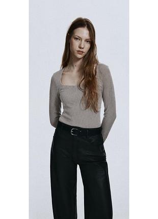 Серый лонг в рубчик zara • свитер • джемпер зара
