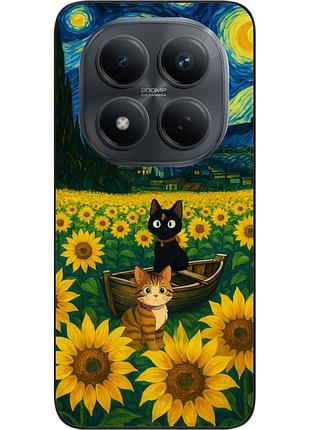Чехол силиконовый epik для xiaomi redmi note 15 pro 5g с изображением коты под звёздной ночью