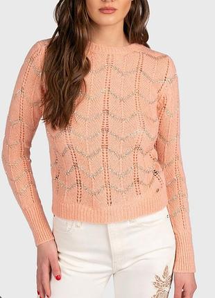 Ніжний персиковий светр ажурної в'язки guess