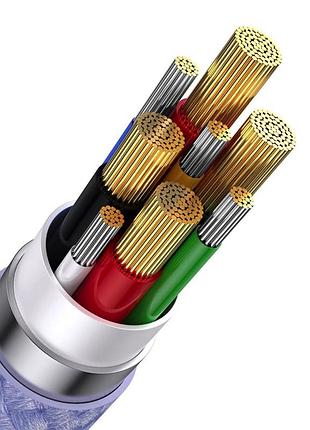 Кабель baseus flash series ⅱ two-for-three charging cable u+c to m+l+c 100w 1.2m - purple 7