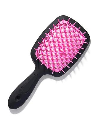 Щетка для волос hollow comb superbrush plus black-blush pink с покрытием soft touch