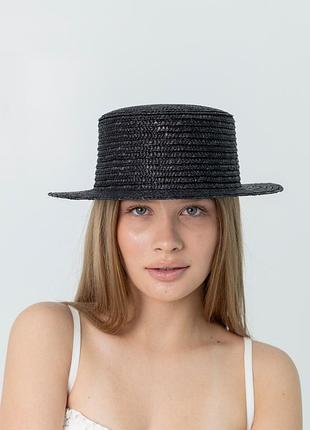 Канотьє солом'яна з полями 5 см d.hats чорного кольору