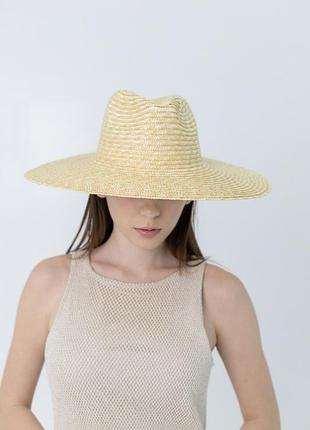 Капелюх солом'яний федора з широкими полями d.hats бежевий