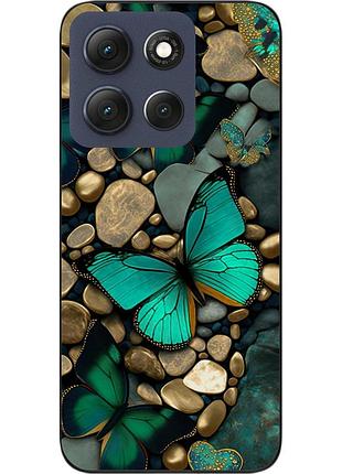 Чохол силіконовий epik для motorola moto g56 5g з принтом бірюзові метелики на камені