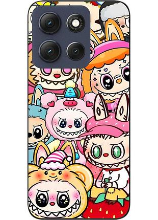 Чехол силиконовый epik для motorola g86 5g с изображением labubu толпа