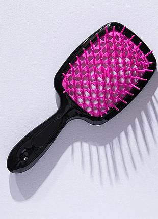 Щетка для волос hollow comb superbrush plus black-pink