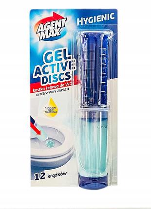 Шприц гель - блок для унітазу у формі квітки agent max 75 ml/12 дисків hygienic (антибактеріальний)