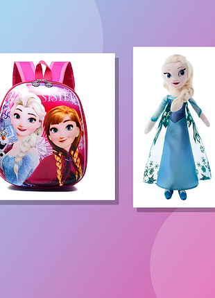 Подарунковий набір для дівчаток «холодне серце» рюкзак frozen + м'яка іграшка ельза заввишки 40 см