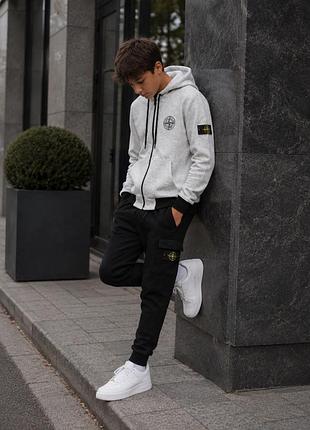 Теплий на флісі спортивний костюм stone island для хлопчиків 10-14 років