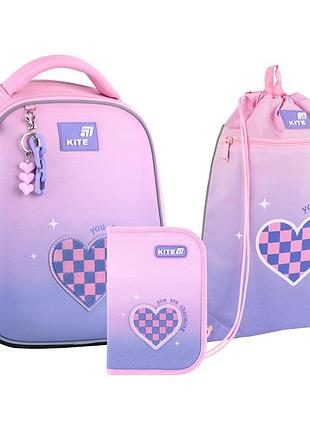 Шкільний набір kite рюкзак пенал сумка для взуття k26 555s 4 charming 74743