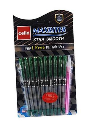 Ручка масляная зеленая cello maxriter 727 + 1 6-106 50681