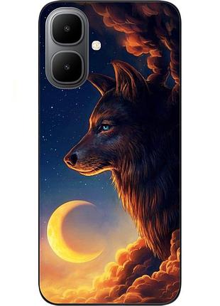 Бампер силиконовый чехол epik для infinix smart 10 (x6725) с принтом волк и луна