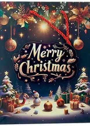 Пакет подарочный бумажный merry christmas