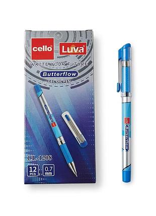 Ручка гелевая синяя 0,7мм 12шт/уп cello butterflow cl1208