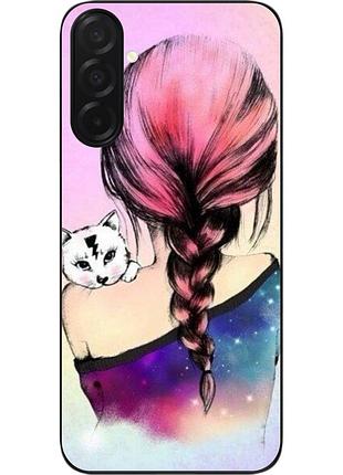 Силиконовый чехол epik для samsung galaxy a27 5g с принтом девушка с котенком