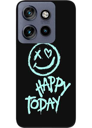 Чехол силиконовый epik для motorola edge 60 neo с изображением с надписью happy today