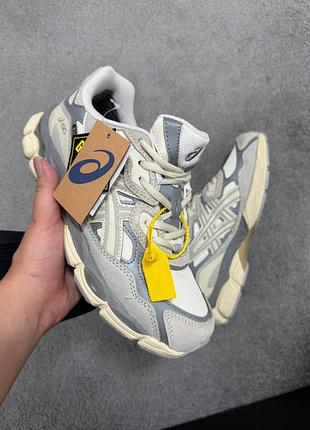 Утепленные зимние женские кроссовки asics gel-nyc gore-tex winter termo beige grey аксикс бежевого с серым цветов термо