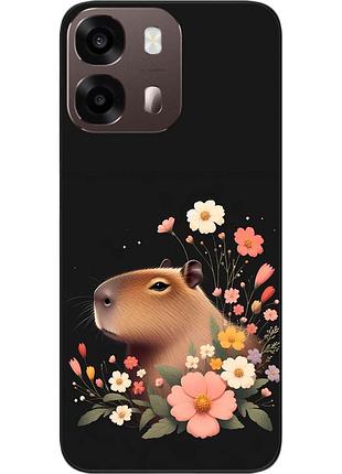 Силиконовый чехол epik для oppo a6s с картинкой цветочная капибара