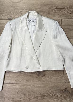 Шовковий укорочений піджак жакет zara