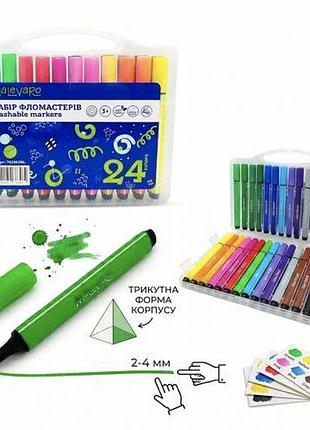 Фломастери 24 кольори, тригранні в пласт.боксі