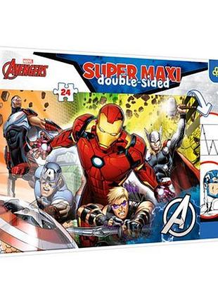 Пазли + розмальовка "уместі сильніше: марвел, месники", 24 елементи super maxi