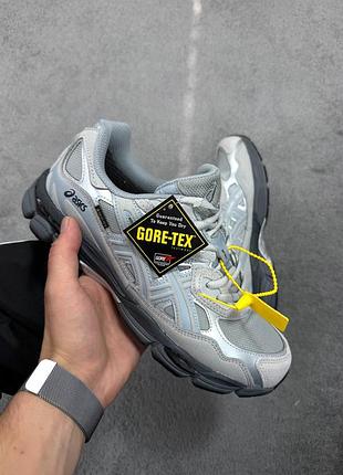 Утепленные зимние мужские кроссовки asics gel-nyc gore-tex winter termo grey ассикс серого цвета термо
