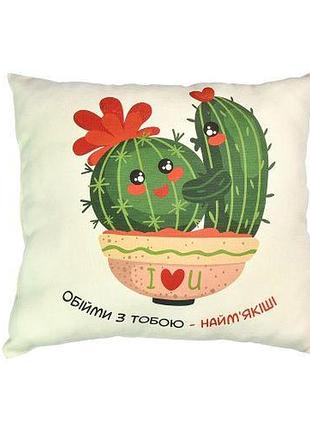 Подушка микровелюр "объятия с тобой - самые мягкие" 35*40 см