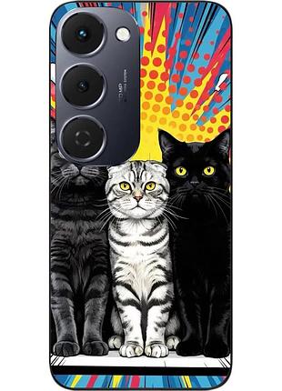 Силиконовый чехол epik для tecno spark 40 pro plus (km7) с изображением три кота pop art