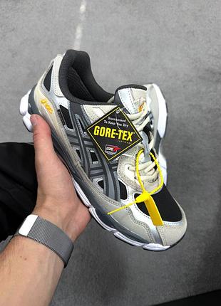 Утепленные зимние мужские кроссовки asics gel-nyc gore-tex winter termo grey silver black ассикс серого с серебристым и черным цветов термо