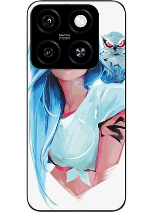 Силиконовый чехол epik для zte blade a55 4g с картинкой девушка с совой