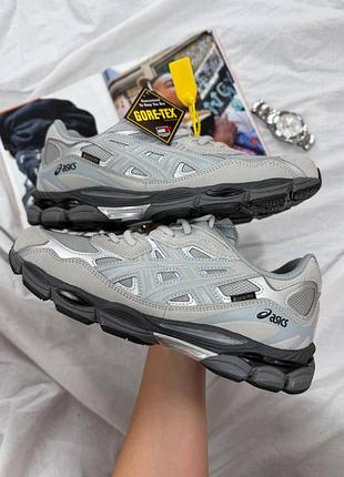Утепленные зимние женские кроссовки asics gel-nyc gore-tex winter termo grey ассикс серого цвета термо