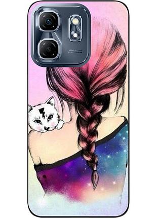 Силиконовый чехол epik для infinix hot 50i с картинкой девушка с котенком