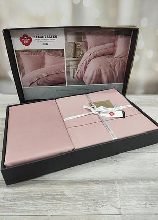 Постельное белье однотонное сатиновое cotton box elegant 200 на 220 см евро размер pudra