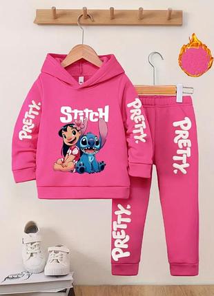 Детский теплый костюм stitch для девочки, размер 100 на 3-4 года