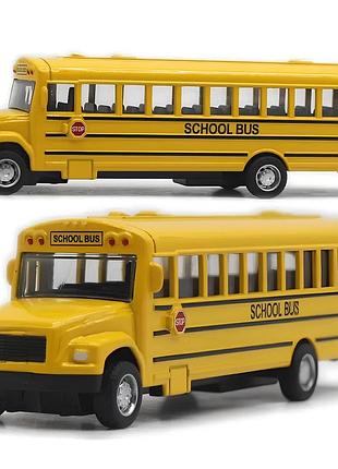 Модель автомобиля school bus 1:64 металлическая инерционная машинка школьный автобус игрушка жёлтая в коробке