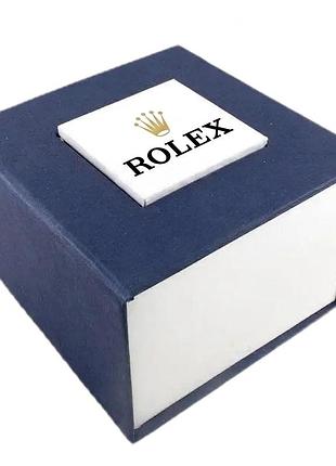 Подарочная упаковка для часов rolex, коробка-футляр с подушкой, синяя с белым ( ibw108-1zo )