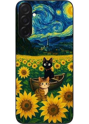 Чехол силиконовый epik для samsung galaxy a27 5g с изображением коты под звёздной ночью