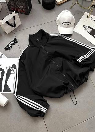 Женская ветровка 42-50 кофта из плащёвки на молнии s-xl oversize с лампасами с затяжкой снизу