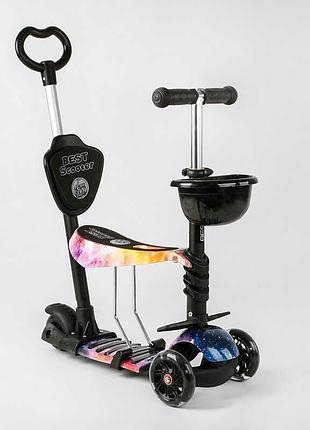 Самокат 5в1 16102 (1) best scooter, абстракция, pu колеса, подсветка колес, в коробке